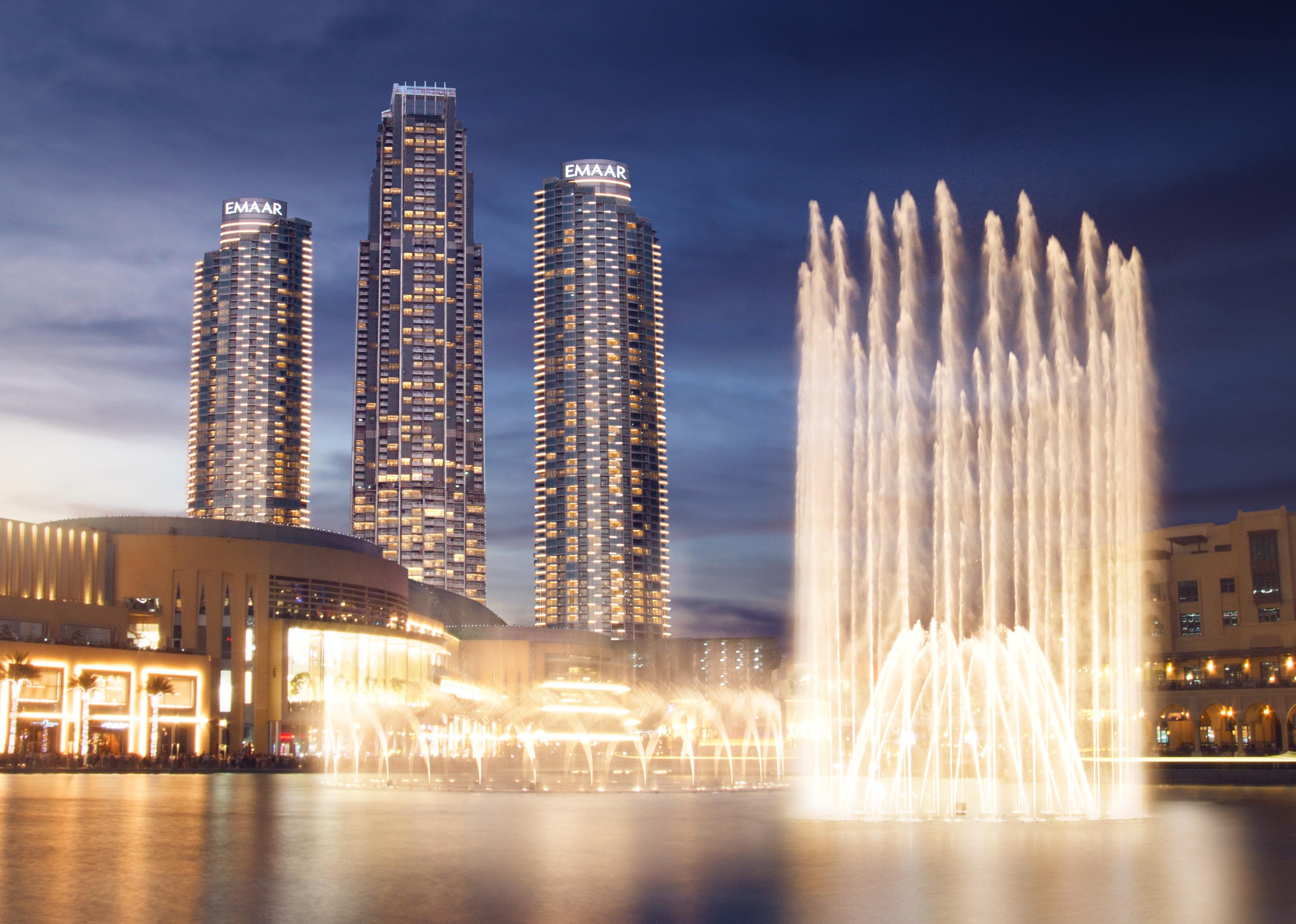 Address Dubai Mall Hotel Exterior foto Fountain at the complex